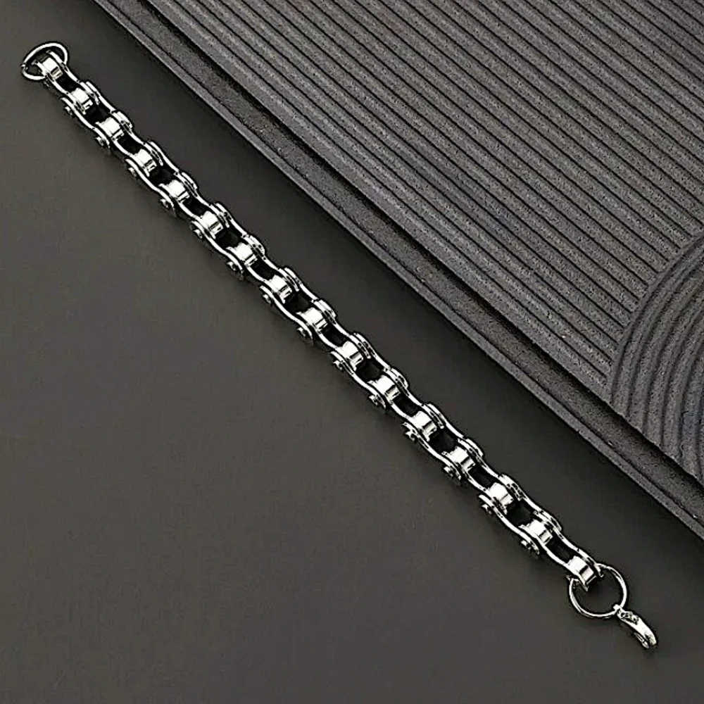 STAINLESS STEEL BIKE CHAIN BRACELET - Picture 3 of 6